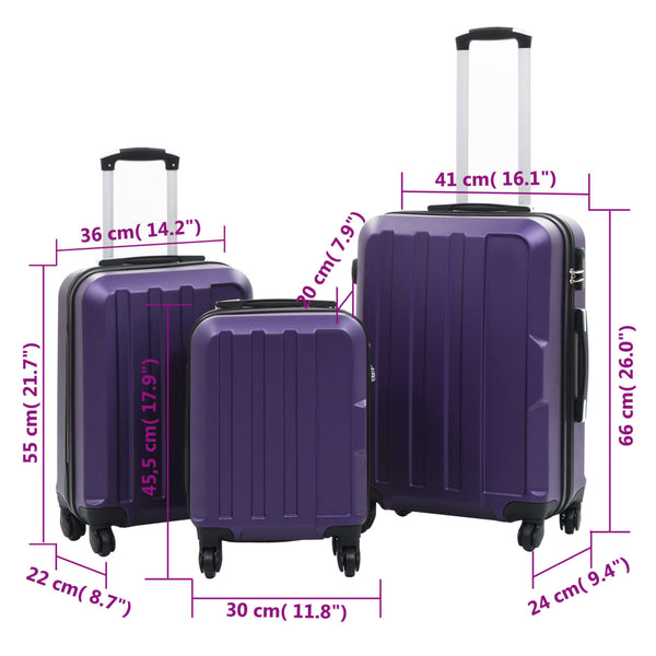 Lila Hartschalen-Trolley Set - 3-teilig