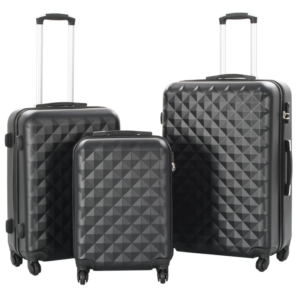 3-teiliges Hartschalen-Trolley-Set Schwarz