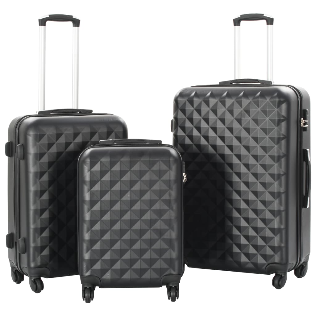 3-teiliges Hartschalen-Trolley-Set Schwarz