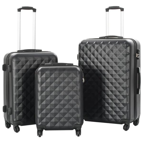 3-teiliges Hartschalen-Trolley-Set Schwarz