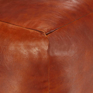 Pouf Hellbraun 40 x 40 x 40 cm Echtes Ziegenleder