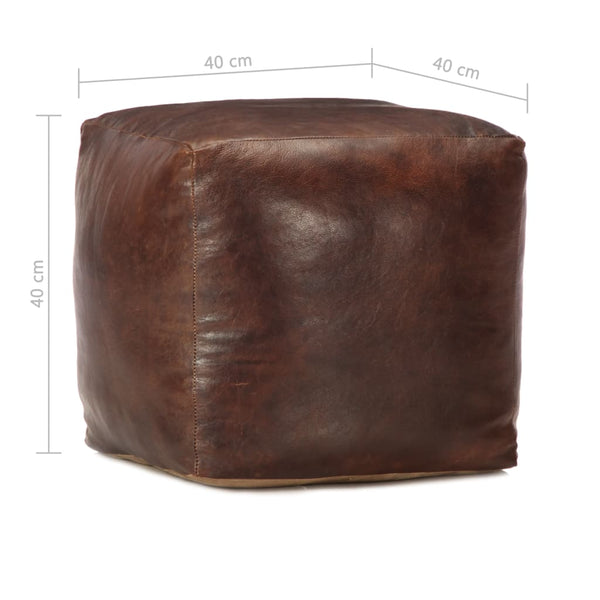 Pouf Dunkelbraun 40 x 40 x 40 cm Echtes Ziegenleder