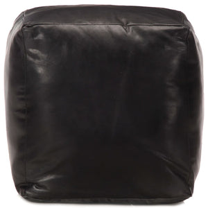 Pouf Schwarz 40 x 40 x 40 cm Echtes Ziegenleder