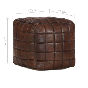 Pouf Dunkelbraun 40 x 40 x 40 cm Echtes Ziegenleder