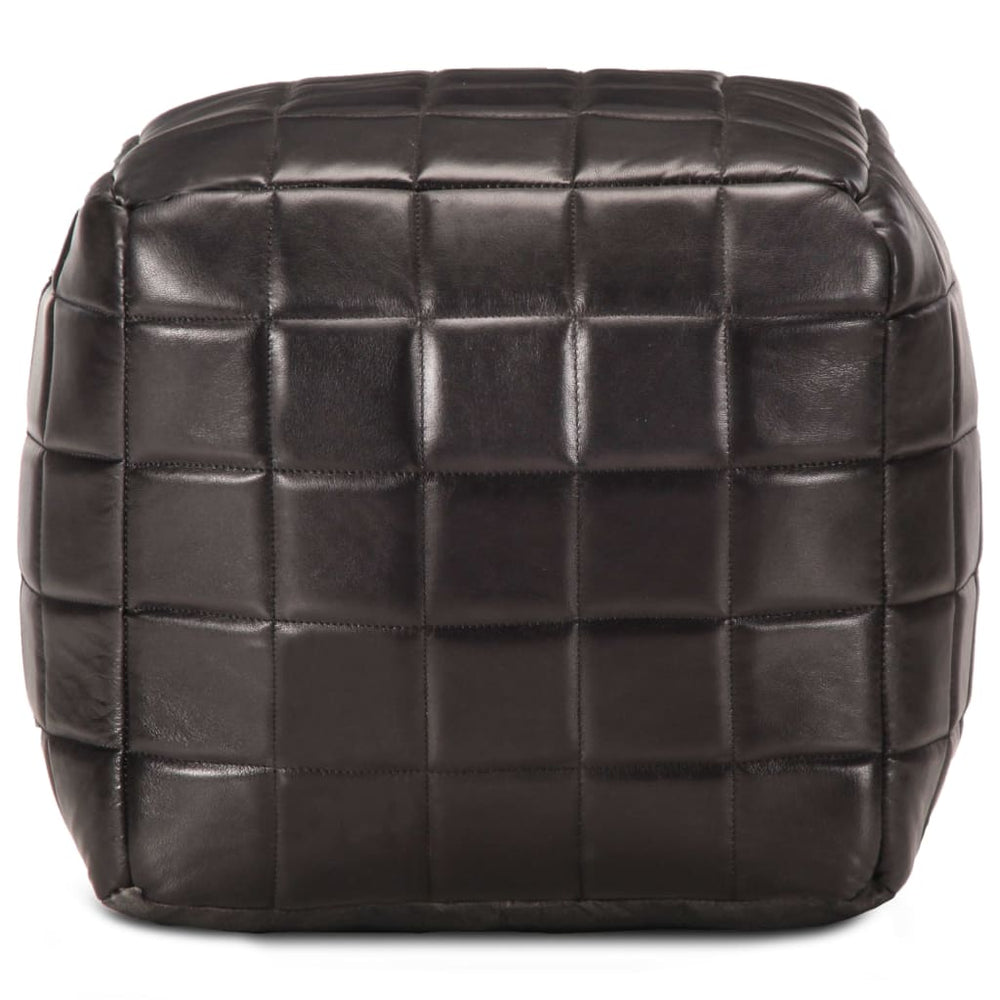 Pouf Schwarz 40 x 40 x 40 cm Echtes Ziegenleder