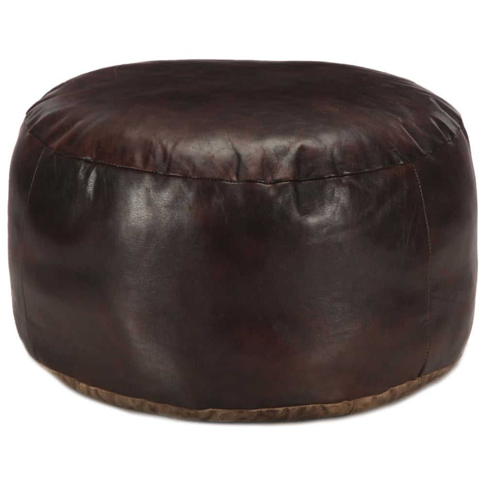 Pouf Dunkelbraun 60 x 30 cm Echtes Ziegenleder