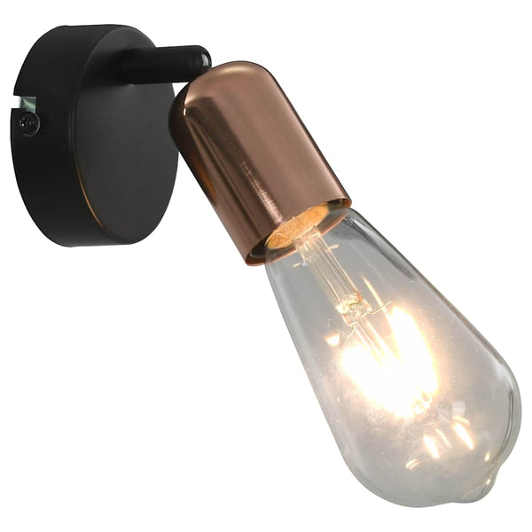 Strahler 2 Stk. mit Glühlampen 2 W Schwarz und Kupfer E27