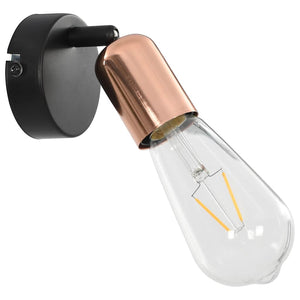 Strahler 2 Stk. mit Glühlampen 2 W Schwarz und Kupfer E27