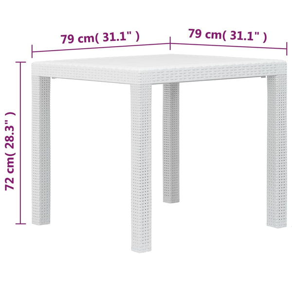 5-tlg. Garten-Essgruppe Kunststoff Weiß Rattan-Optik