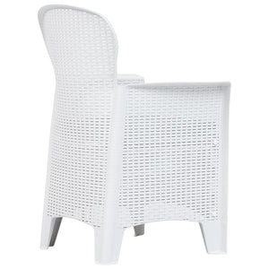 5-tlg. Garten-Essgruppe Kunststoff Weiß Rattan-Optik