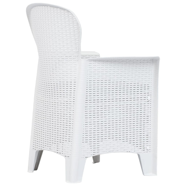 5-tlg. Garten-Essgruppe Kunststoff Weiß Rattan-Optik