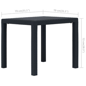 3-tlg. Bistro-Set Kunststoff Anthrazit Rattan-Optik