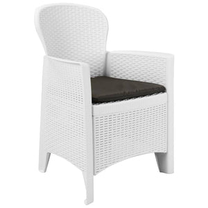 7-tlg. Garten-Essgruppe Kunststoff Weiß Rattan-Optik