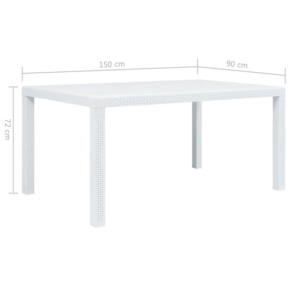 7-tlg. Garten-Essgruppe Kunststoff Weiß Rattan-Optik