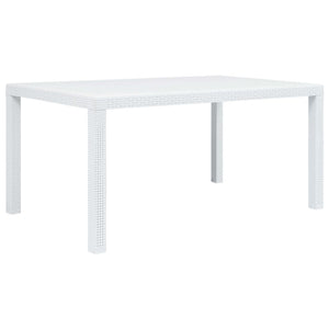 7-tlg. Garten-Essgruppe Kunststoff Weiß Rattan-Optik