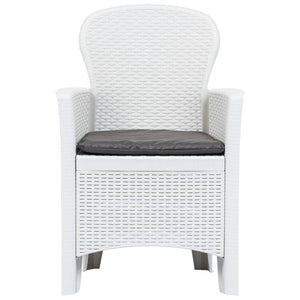 9-tlg. Garten-Essgruppe Kunststoff Weiß Rattan-Optik