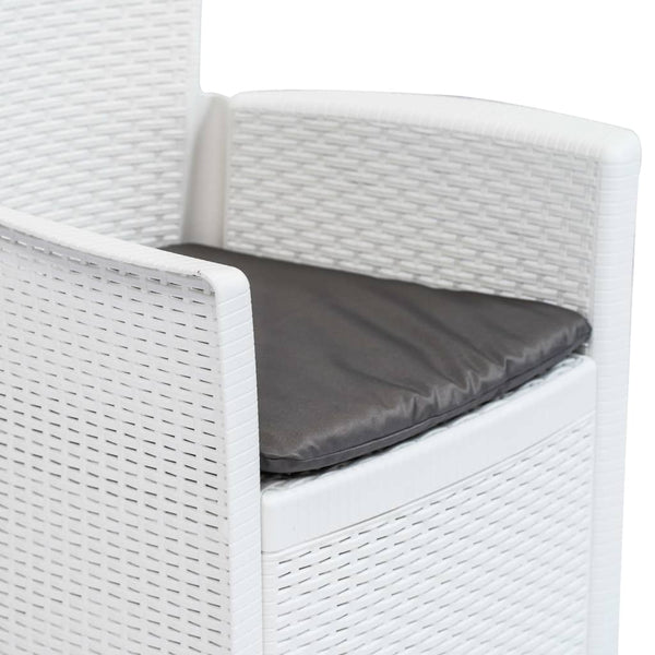 9-tlg. Garten-Essgruppe Kunststoff Weiß Rattan-Optik