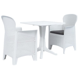 3-tlg. Bistro-Set Kunststoff Rattan Weiß