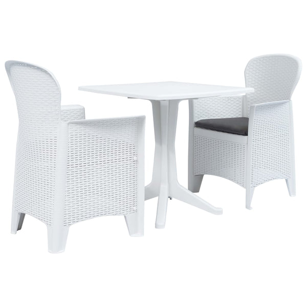 3-tlg. Bistro-Set Kunststoff Rattan Weiß