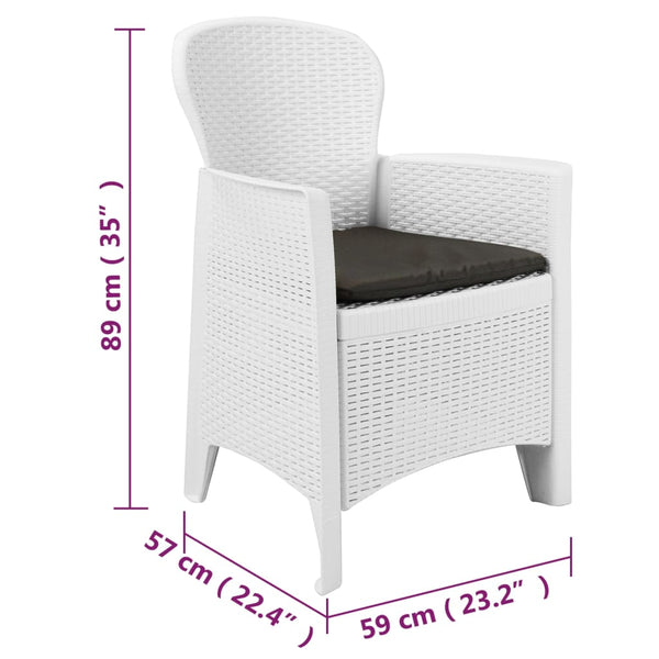 3-tlg. Bistro-Set Kunststoff Rattan Weiß