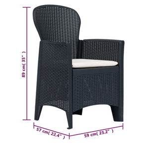 3-tlg. Bistro-Set Kunststoff Rattan Anthrazit