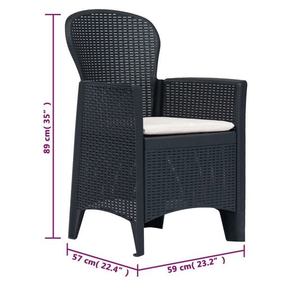 3-tlg. Bistro-Set Kunststoff Rattan Anthrazit