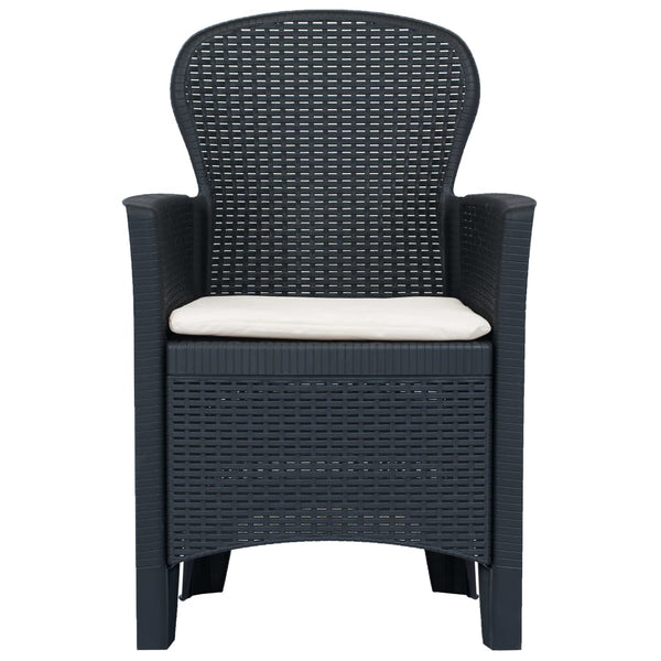 3-tlg. Bistro-Set Kunststoff Rattan Anthrazit