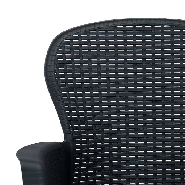 3-tlg. Bistro-Set Kunststoff Rattan Anthrazit