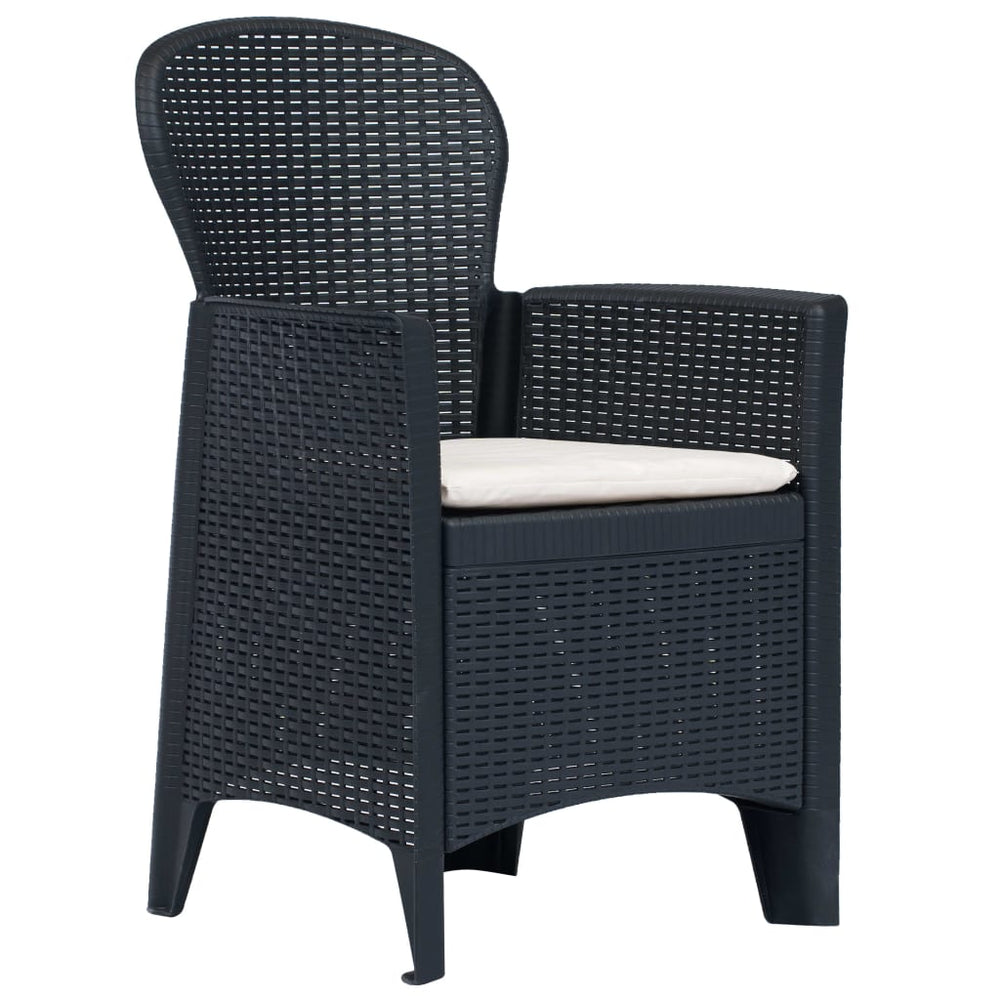 5-tlg. Garten-Essgruppe Kunststoff Rattan Anthrazit