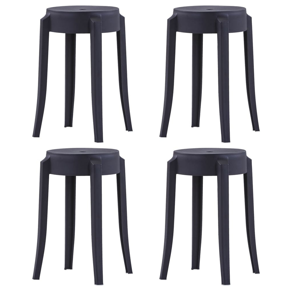 vidaXL Stackable Stools 4 pcs. Black Plastic
