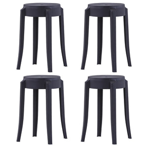 vidaXL Stackable Stools 4 pcs. Black Plastic