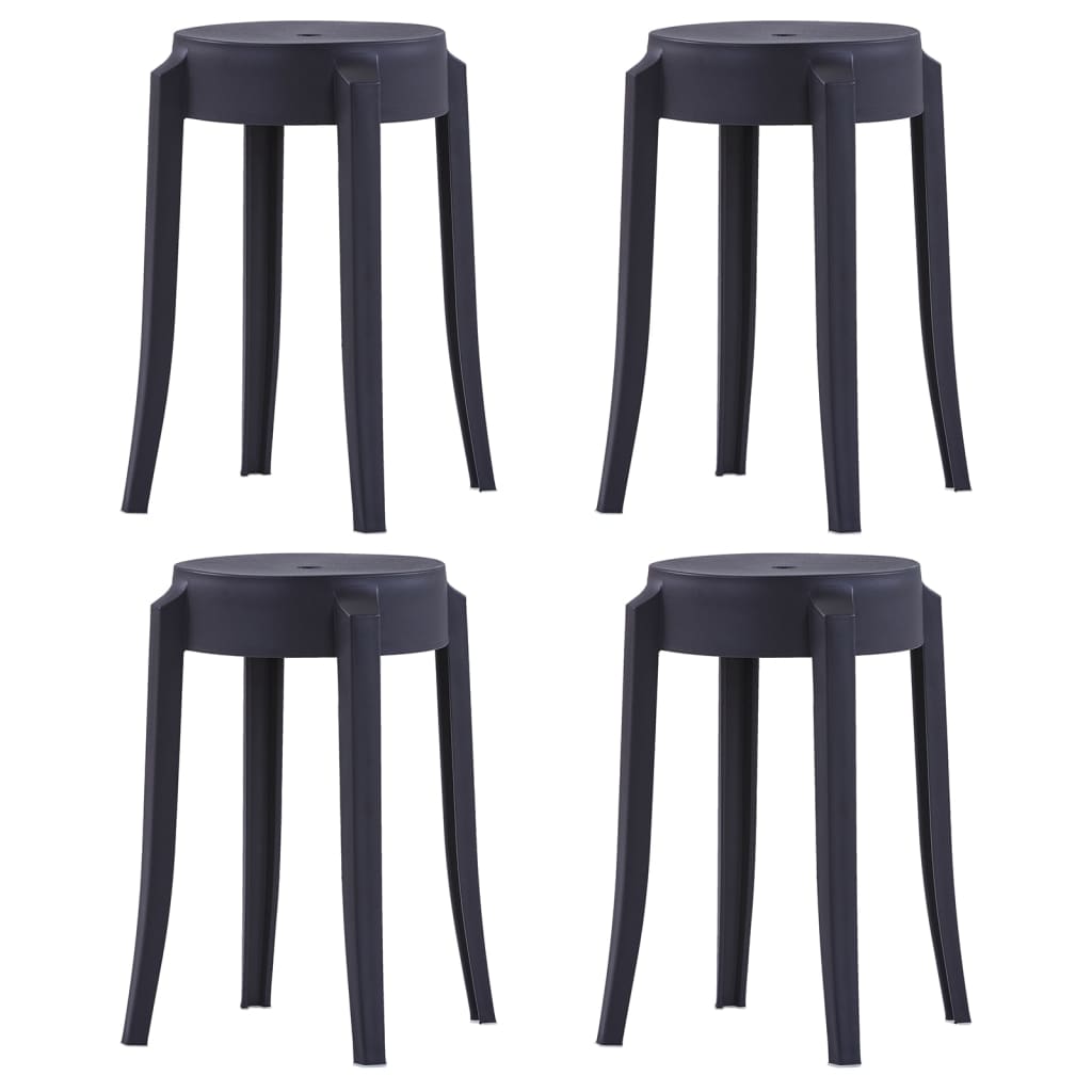 vidaXL Tabourets Empilables 4 pcs Noir Plastique