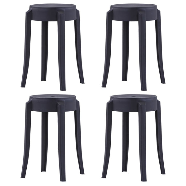 vidaXL Tabourets Empilables 4 pcs Noir Plastique