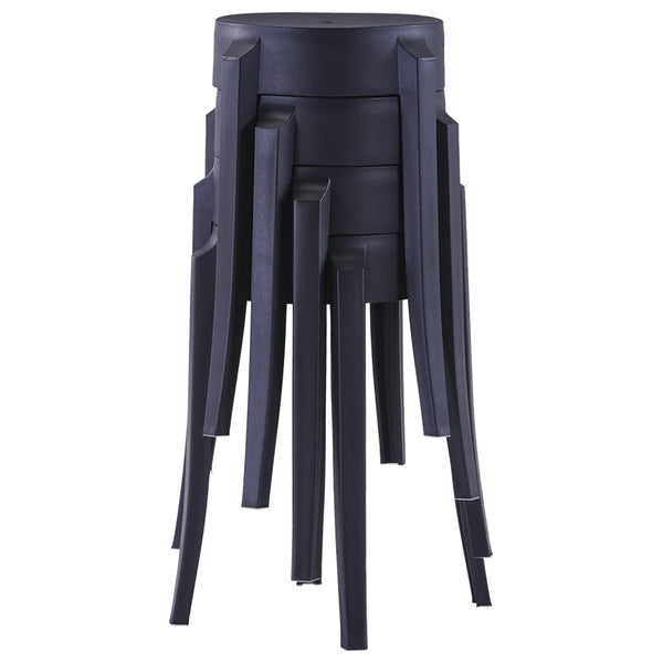 vidaXL Stackable Stools 4 pcs. Black Plastic