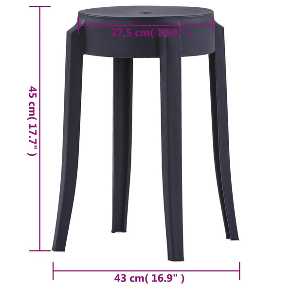 vidaXL Tabourets Empilables 4 pcs Noir Plastique