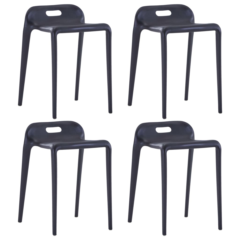 vidaXL Tabourets Empilables 4 pcs Noir Plastique