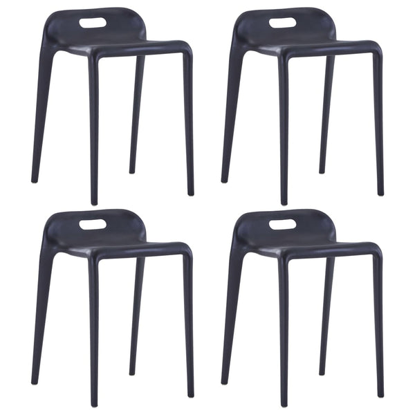 vidaXL Tabourets Empilables 4 pcs Noir Plastique