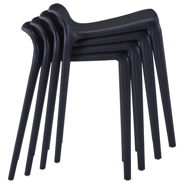 vidaXL Tabourets Empilables 4 pcs Noir Plastique
