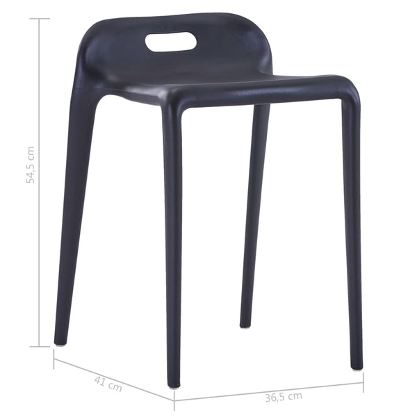 vidaXL Tabourets Empilables 4 pcs Noir Plastique