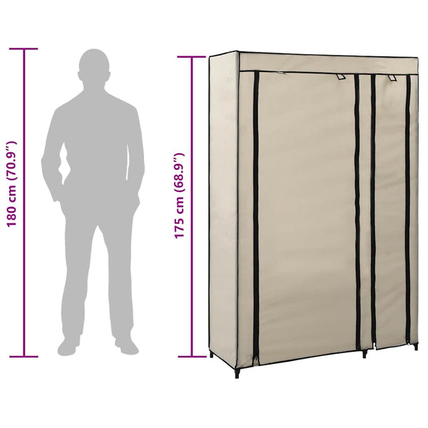 Faltschrank Creme 110x45x175 cm Stoff