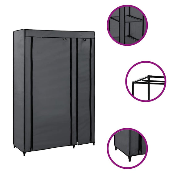 Faltschrank Grau 110x45x175 cm Stoff