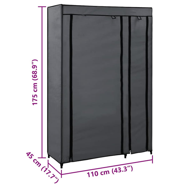 Faltschrank Grau 110x45x175 cm Stoff