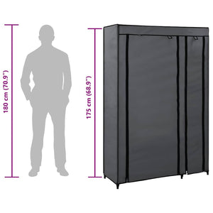 Faltschrank Grau 110x45x175 cm Stoff