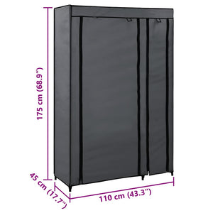 Faltschränke 2 Stk. Grau 110x45x175 cm Stoff