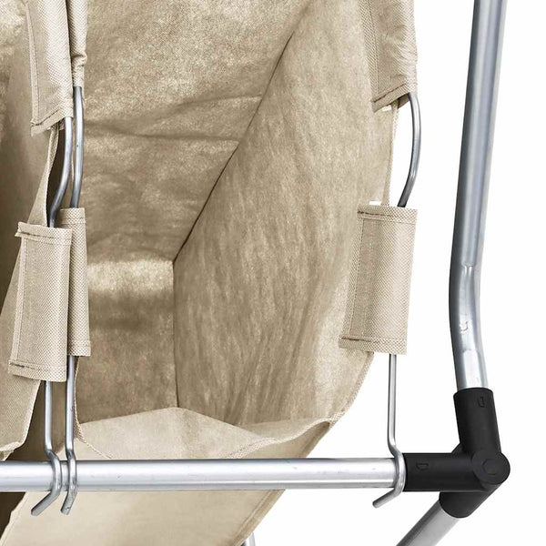 Wäschekorb mit 3 Taschen Creme Stahl
