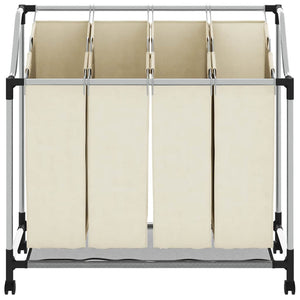 vidaXL Panier à linge avec 4 sacs Crème Acier