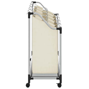 Wäschekorb mit 4 Taschen Creme Stahl