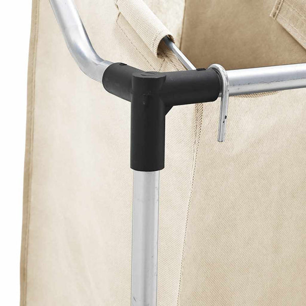 vidaXL Panier à linge avec 4 sacs Crème Acier