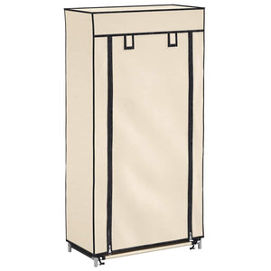 Schuhschrank mit Abdeckung Cremeweiß 58 x 28 x 106 cm Stoff
