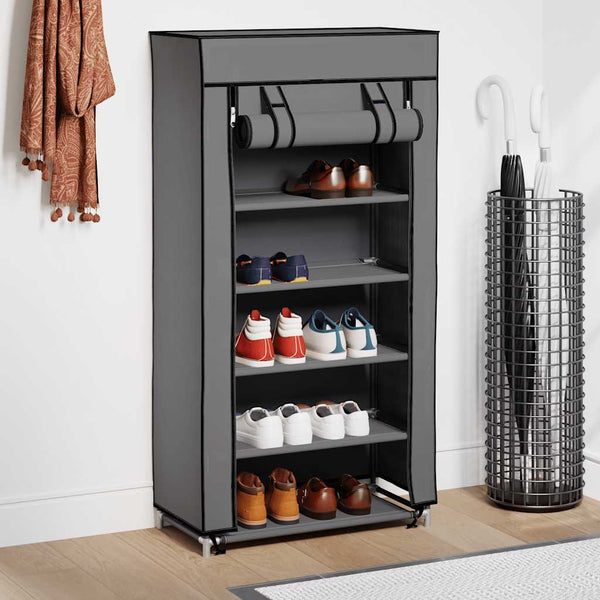 Schuhschrank mit Abdeckung Grau 58 x 28 x 106 cm Stoff